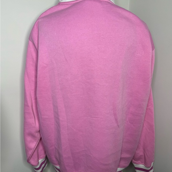 Barbie Pink Track Suit Pullover Top with 1/4 Zipper Sweatshirt Womens size Large - Picture 3 of 8